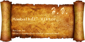 Hambalkó Viktor névjegykártya