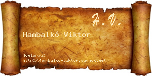 Hambalkó Viktor névjegykártya